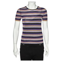 Just Cavalli Multicolor Striped Lurex Knit Crewneck T-Shirt S