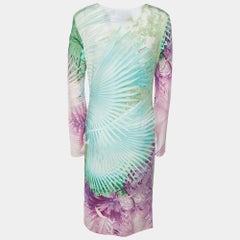 Just Cavalli Multicolor Tropical Print Jersey Off-Shoulder Dress XL