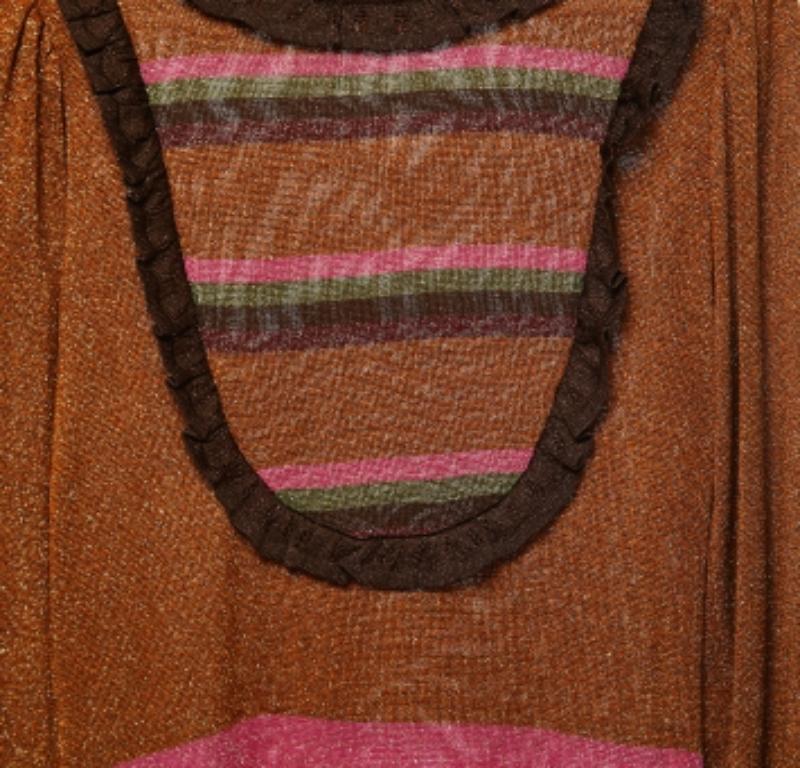 Marrone Just Cavalli: abito midi con maniche a palloncino in maglia lurex multicolore M. I. in vendita