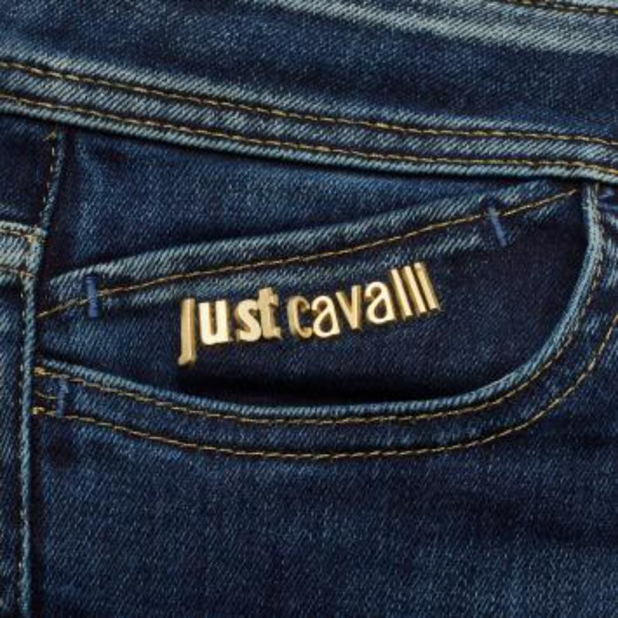 Just Cavalli - Jeans a gamba corta in denim elasticizzato blu navy S in vendita 2