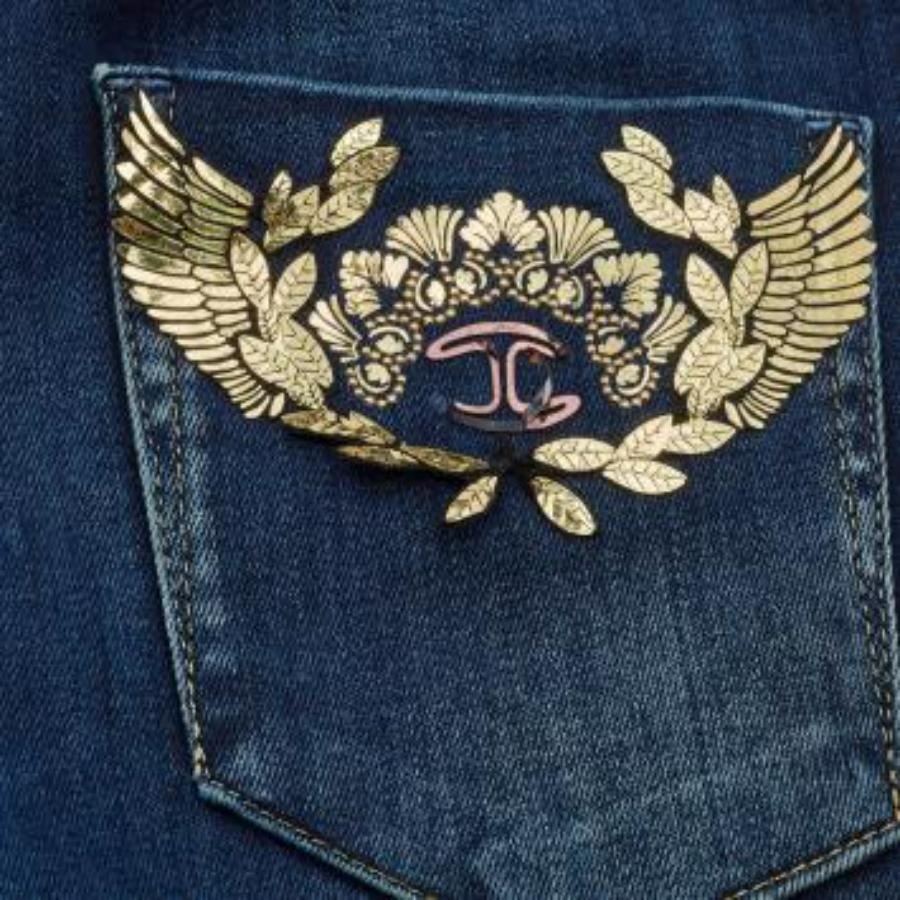 Just Cavalli - Jeans a gamba corta in denim elasticizzato blu navy S in vendita 3