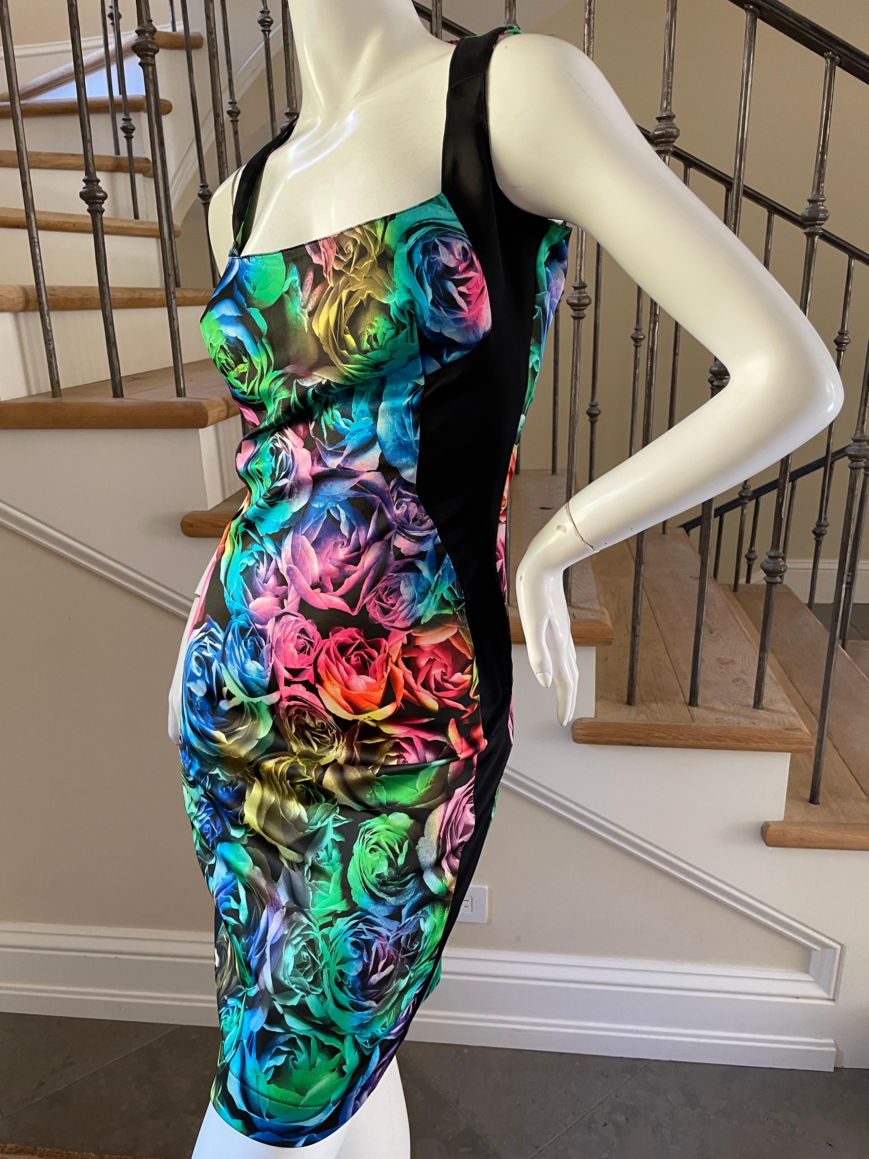 Just Cavalli Neon Floral Pattern Cocktail Dress by Roberto Cavalli NEW TAGS For Sale 1