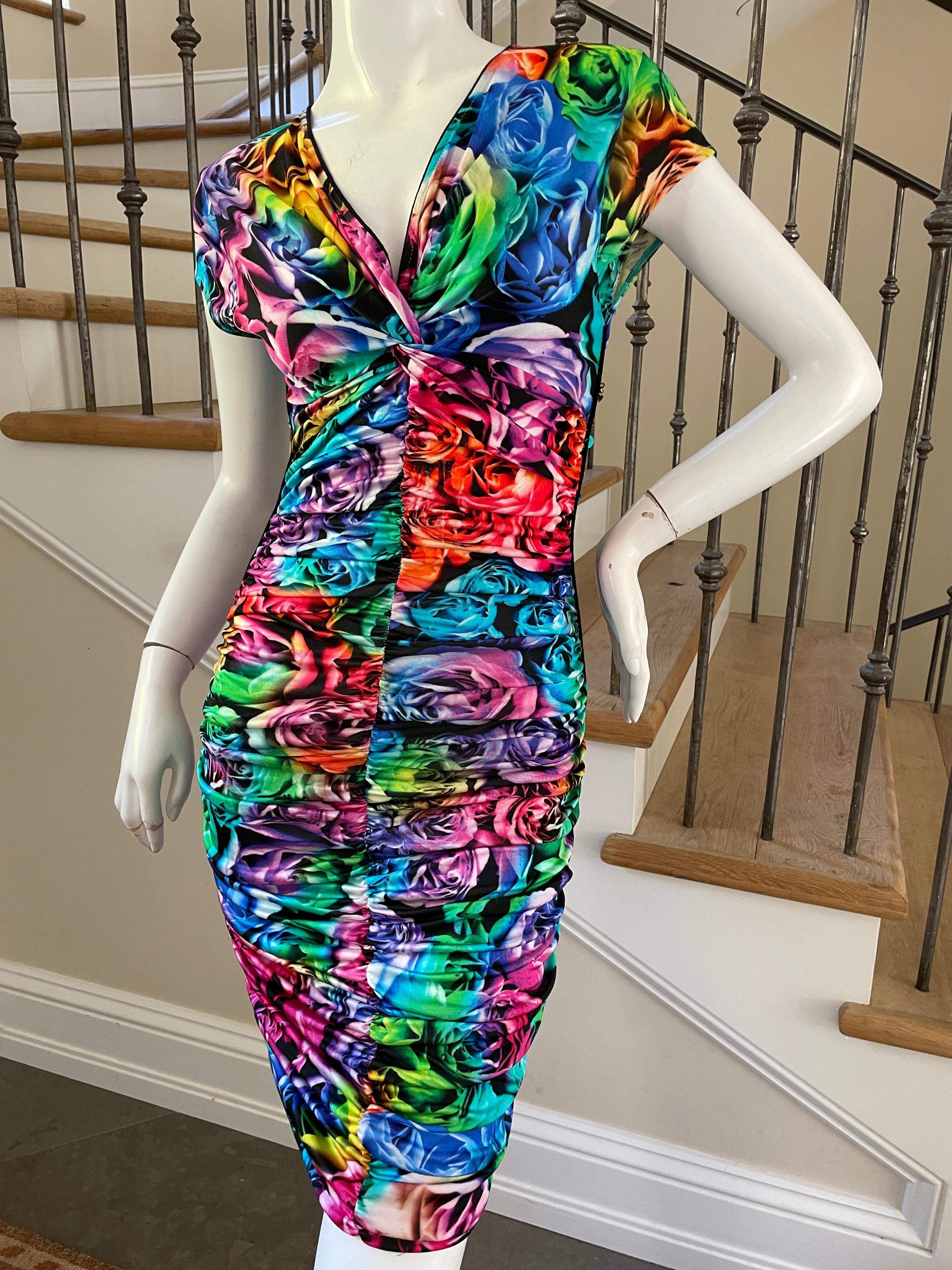 Just Cavalli Neon Floral Pattern Cocktail Dress by Roberto Cavalli 

Size M
  This is so pretty, looks better on live model.
 Bust 36