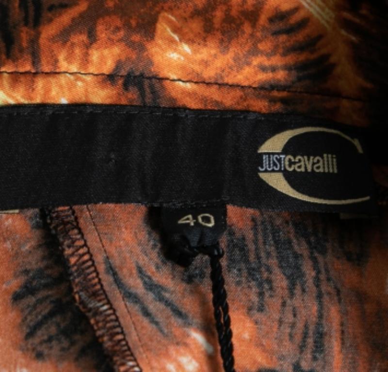 Donna Just Cavalli Gonna con orlo svasato stampata arancione e nera S in vendita