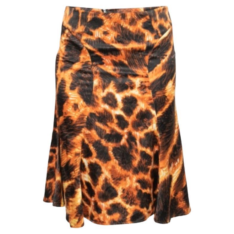Just Cavalli Gonna con orlo svasato stampata arancione e nera S in vendita