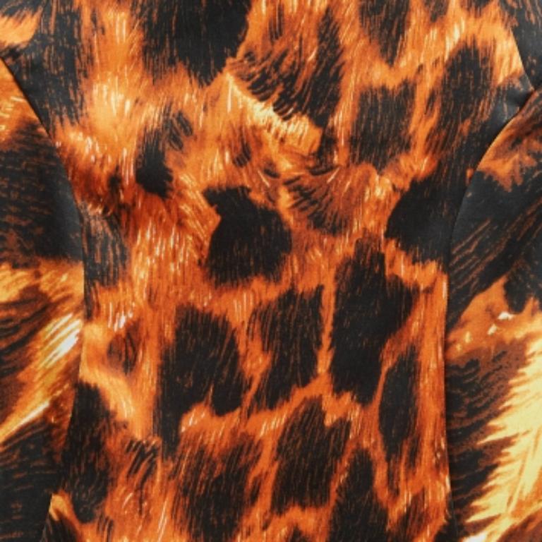 Just Cavalli Falda midi acampanada de satén con estampado animal naranja/negro M Marrón en venta