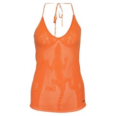 Just Cavalli - Canotta aderente in jersey con occhielli arancione M. I.