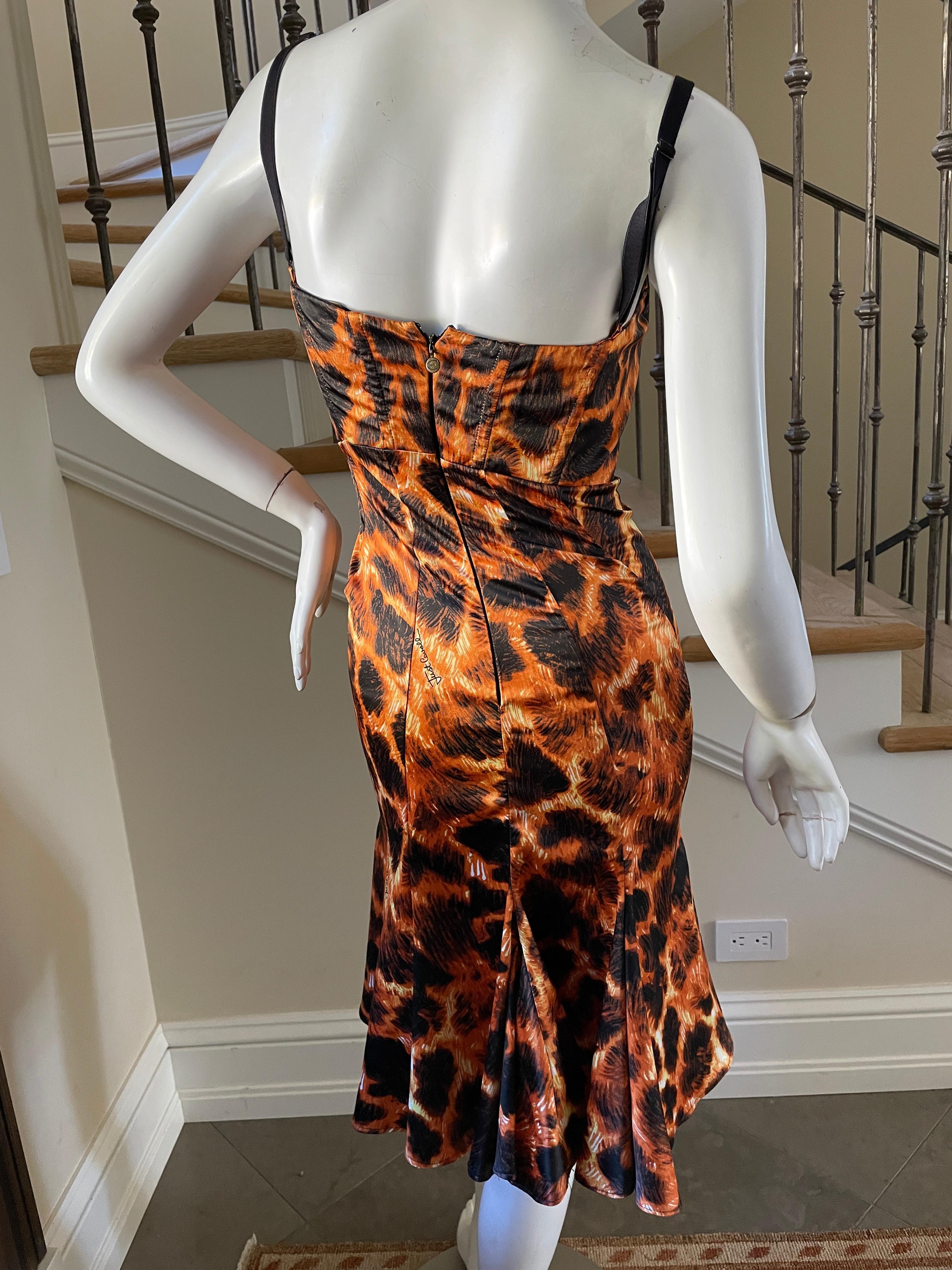 Just Cavalli Orange Vintage Animal Print Corset Dress by Roberto Cavalli 2