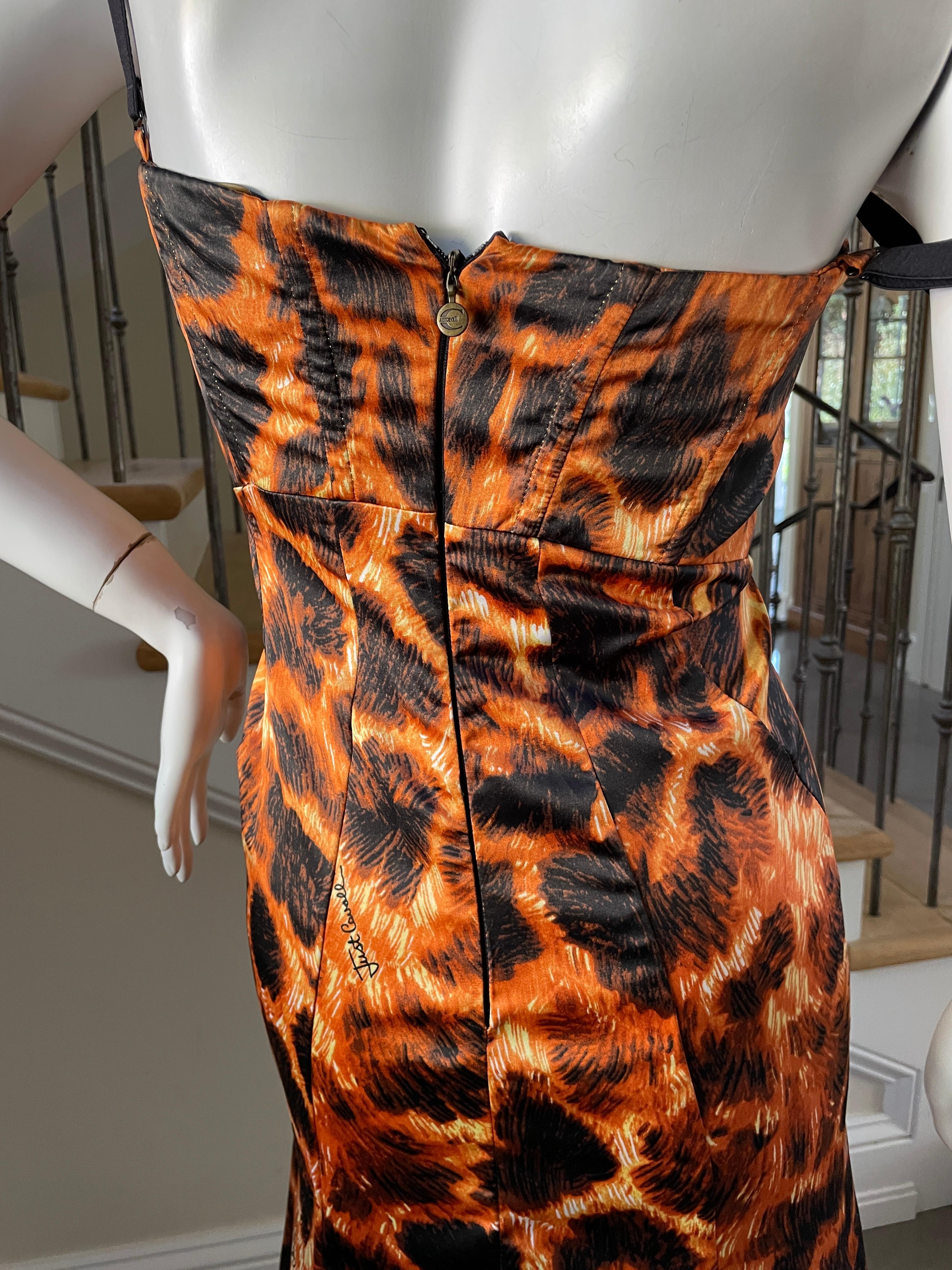 Just Cavalli Orange Vintage Animal Print Corset Dress by Roberto Cavalli 3