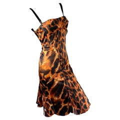 Just Cavalli Orange Vintage Animal Print Corset Dress by Roberto Cavalli