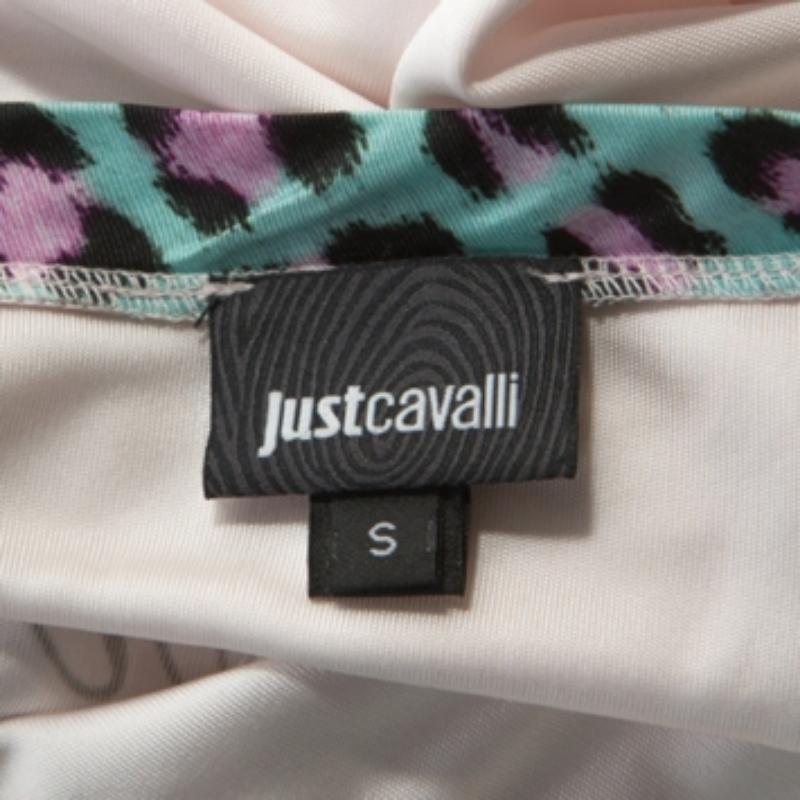 Donna Just Cavalli - Top senza maniche oversize in jersey con stampa logo rosa pallido - S in vendita