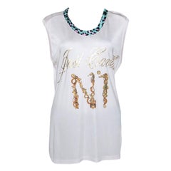 Just Cavalli Pale Pink Logo Print Jersey Oversized Sleeveless Top S Just Cavalli Pale Pink Logo Print Jersey Oversized Sleeveless Top S