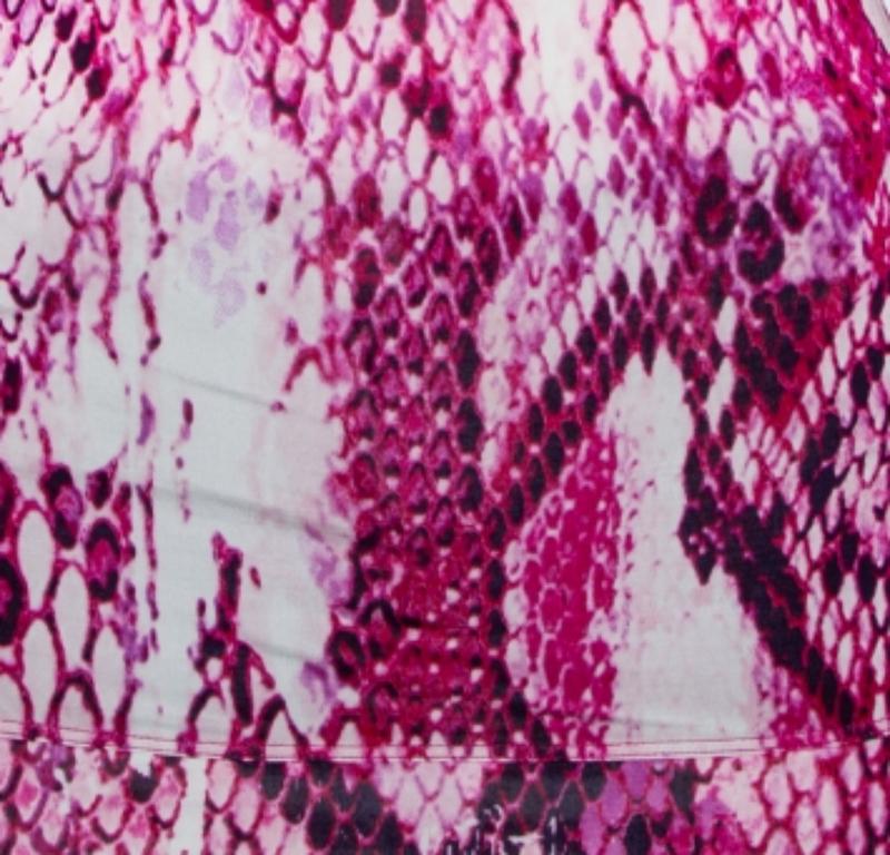 Women's Just Cavalli Pink Animal Printed Knit Scoop Neck T-Shirt S For Sale