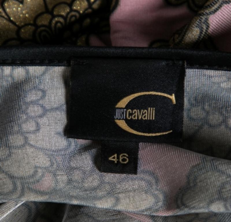 Just Cavalli - Top con dettagli in jersey stampato rosa e oro - I.L.A. in vendita 1