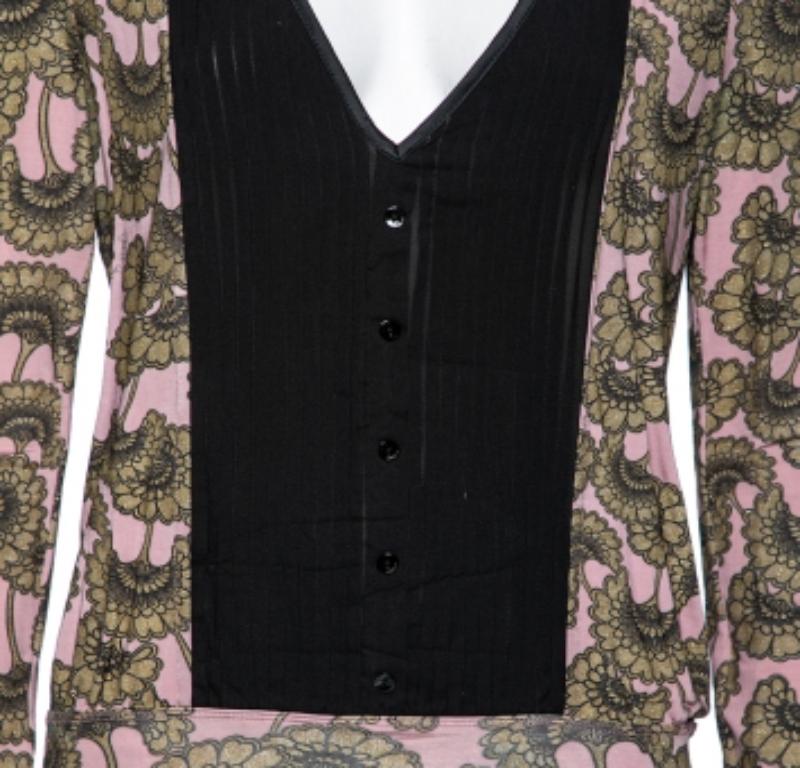 Just Cavalli - Top con dettagli in jersey stampato rosa e oro - I.L.A. in vendita 2