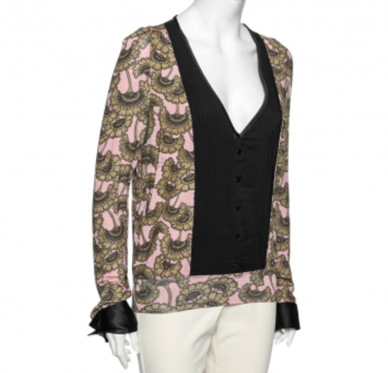 Just Cavalli - Top con dettagli in jersey stampato rosa e oro - I.L.A. in vendita 3