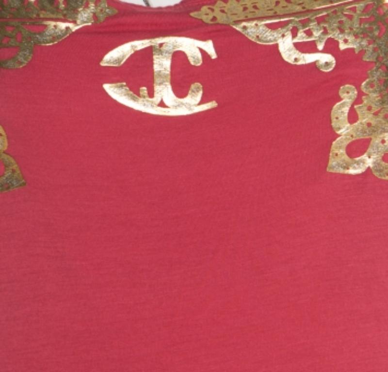 Just Cavalli débardeur rose imprimé caoutchouc métallisé S Bon état - En vente à Dubai, Al Qouz 2