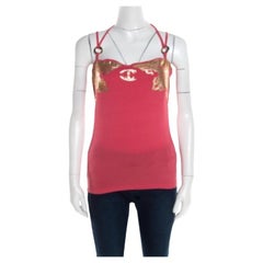 Just Cavalli Pink jersey Metallic Rubber Print Tank Top S