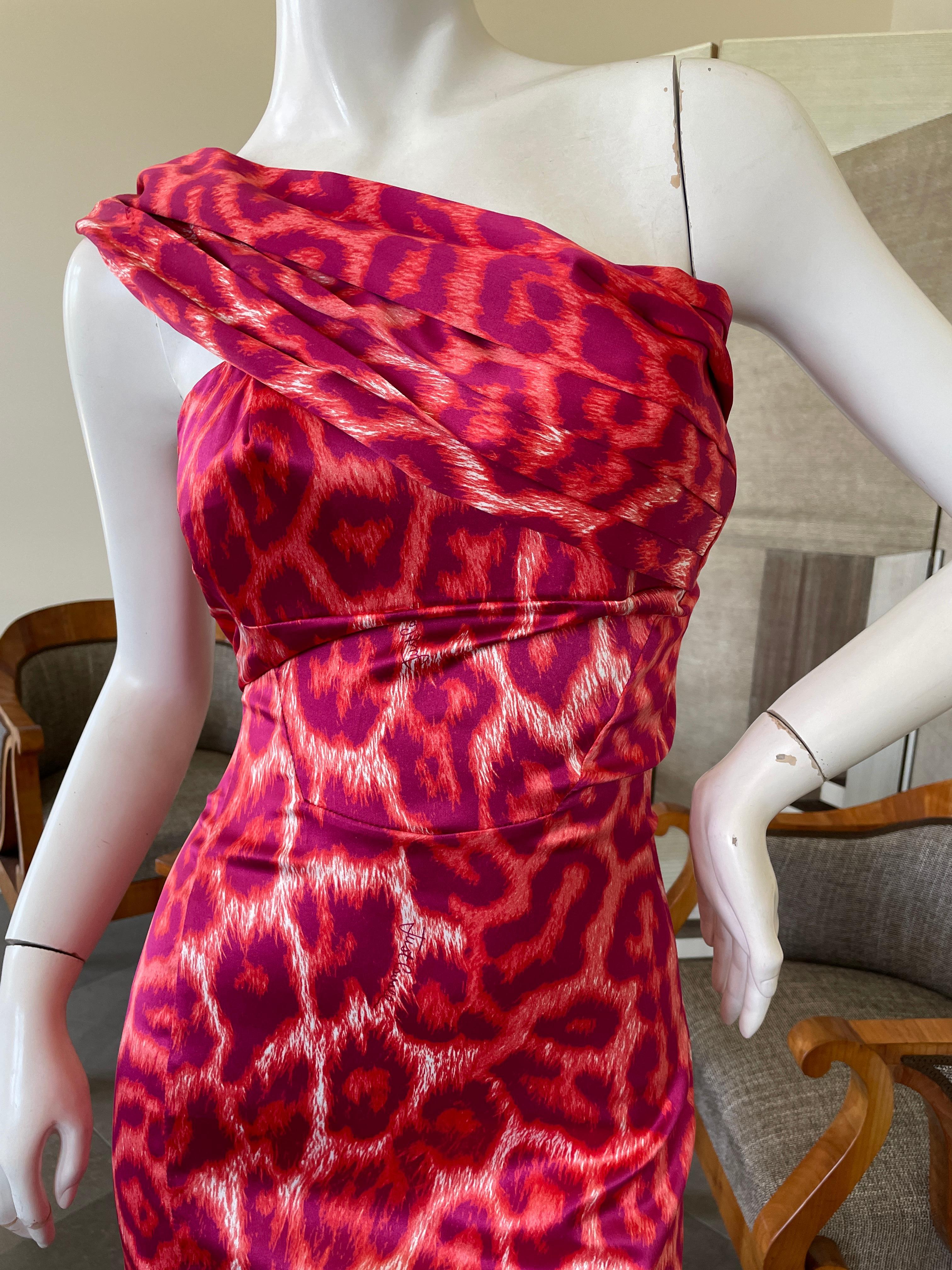 Just Cavalli Pinkes Cocktailkleid mit Leopardenmuster von Roberto Cavalli für Damen oder Herren