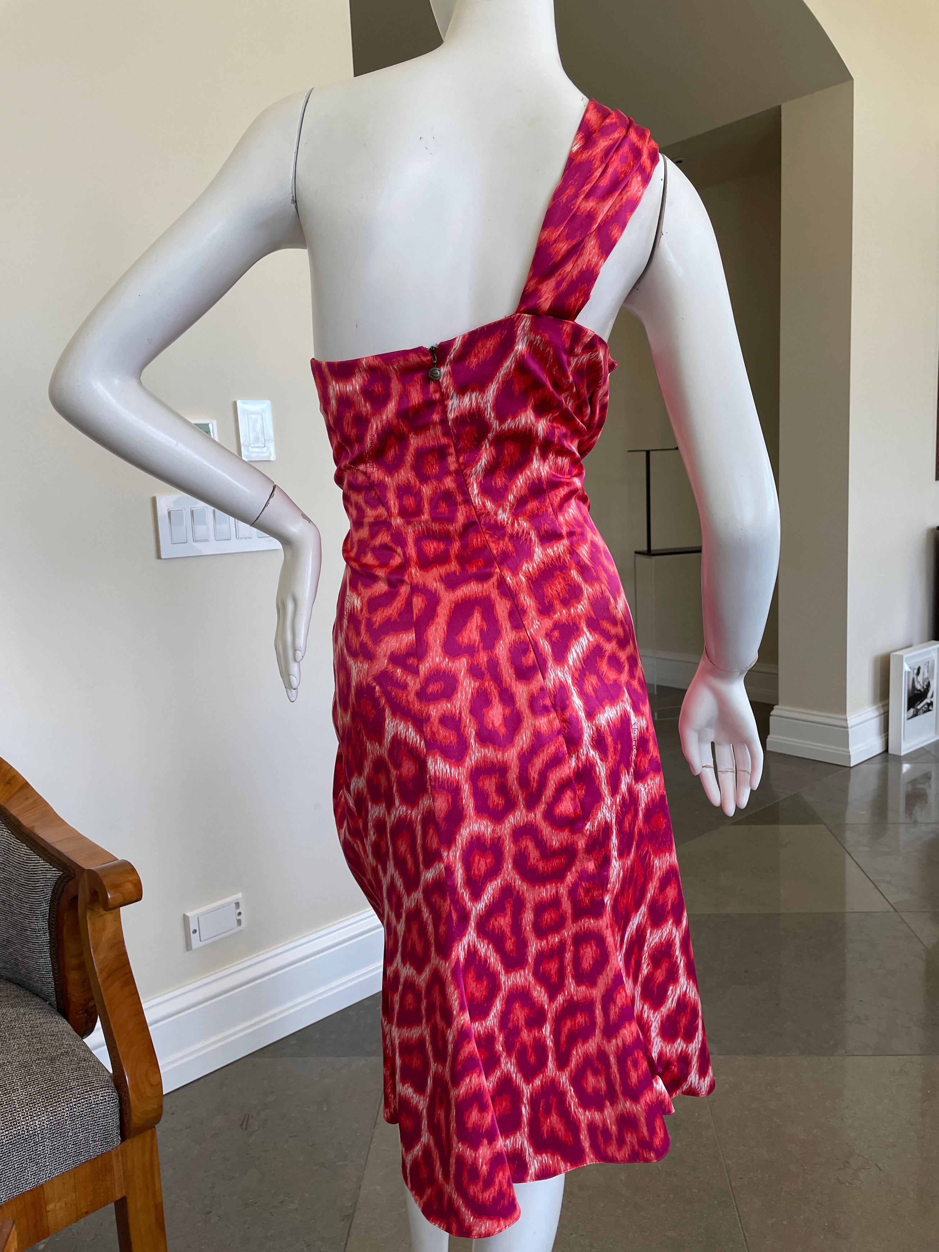 Just Cavalli Pinkes Cocktailkleid mit Leopardenmuster von Roberto Cavalli 3