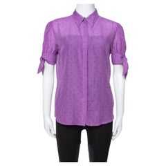 Just Cavalli Purple Cotton & Silk Button Front Blouse L