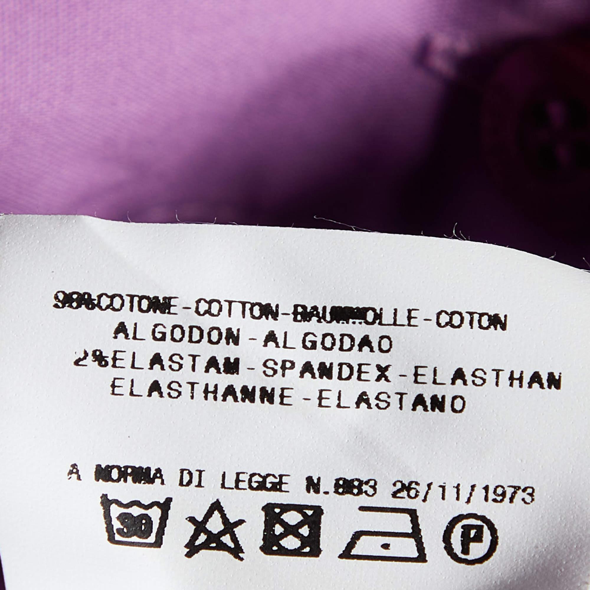 Just Cavalli Purple Cotton Tie Detail Shirt M In Excellent Condition For Sale In Dubai, Al Qouz 2
