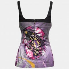 Just Cavalli Top senza maniche in raso stampato viola M. I.