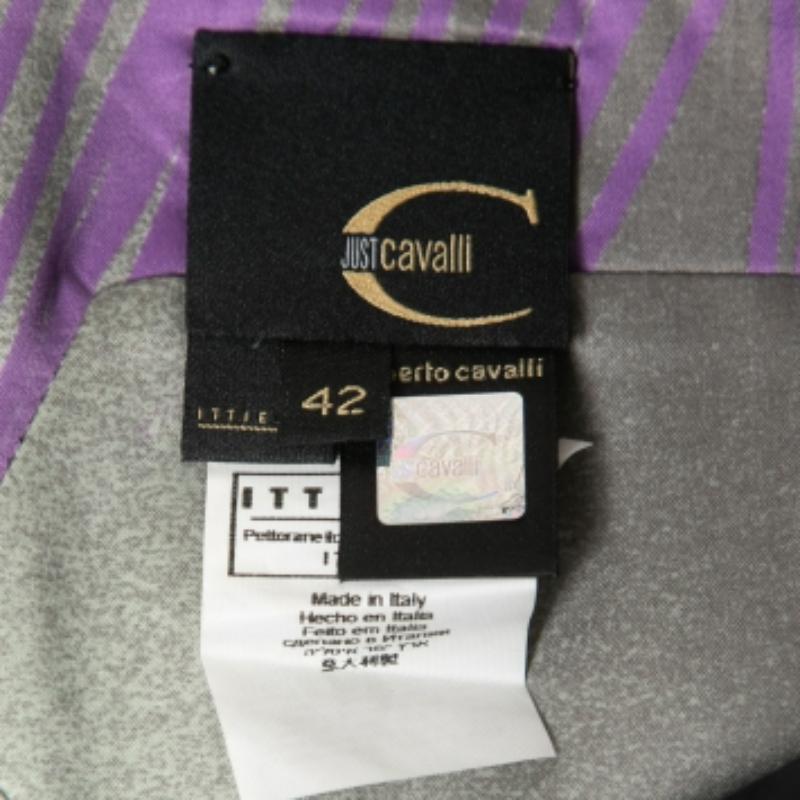 Donna Just Cavalli Top senza maniche in raso stampato viola M. I. in vendita