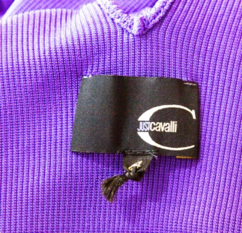 Violet Just Cavalli Purple Stretch Jersey Sleeveless Mini Dress M en vente
