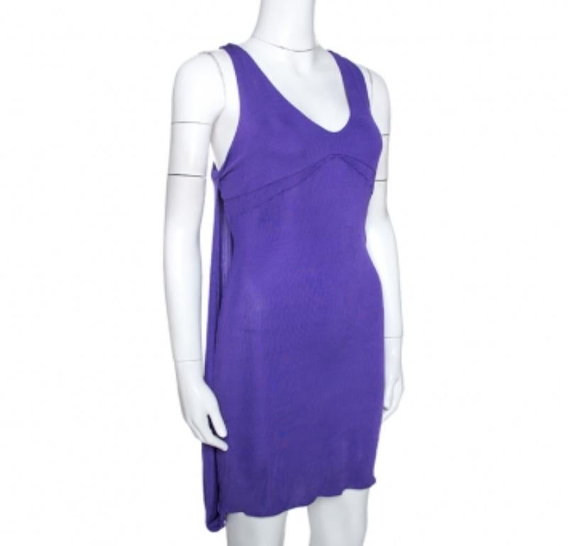 Just Cavalli Purple Stretch Jersey Sleeveless Mini Dress M Excellent état - En vente à Dubai, Al Qouz 2