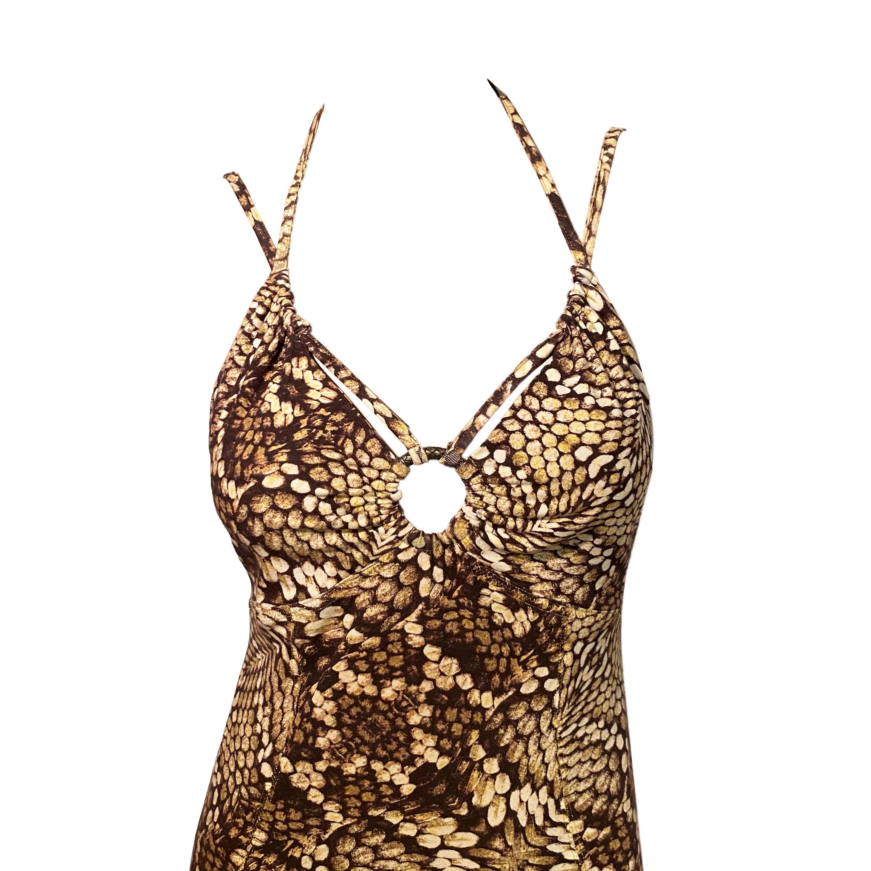 2000s Just Cavalli Snake Print Summer Dress with O-Ring. Multi Strap and low-back with flared bottom. 

100% Cotton, made in Italy

Size IT 38

Bust: 80 cm / 31.4 inches
Waist: 80 cm / 31.4 inches
Length (from pit): 68 cm / 26.7 inch
