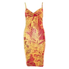 Just Cavalli Red and Yellow Printed Jersey Sleeveless Midi Dress S