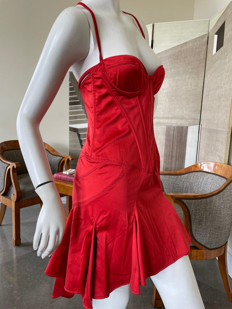 Just Cavalli Red Corset Cocktail Dress by Roberto Cavalli