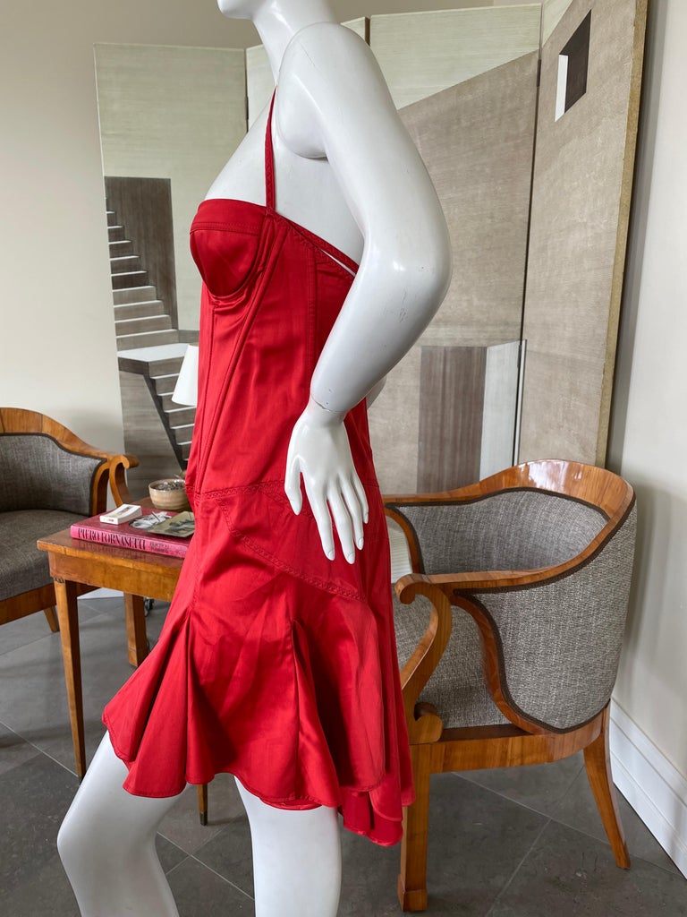 Just Cavalli Red Corset Cocktail Dress by Roberto Cavalli at