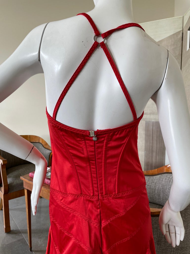 white christmas dresses Vintage Roberto Cavalli Red Silk Chiffon Gown – NÜNÜ VINTAGE main image 0
