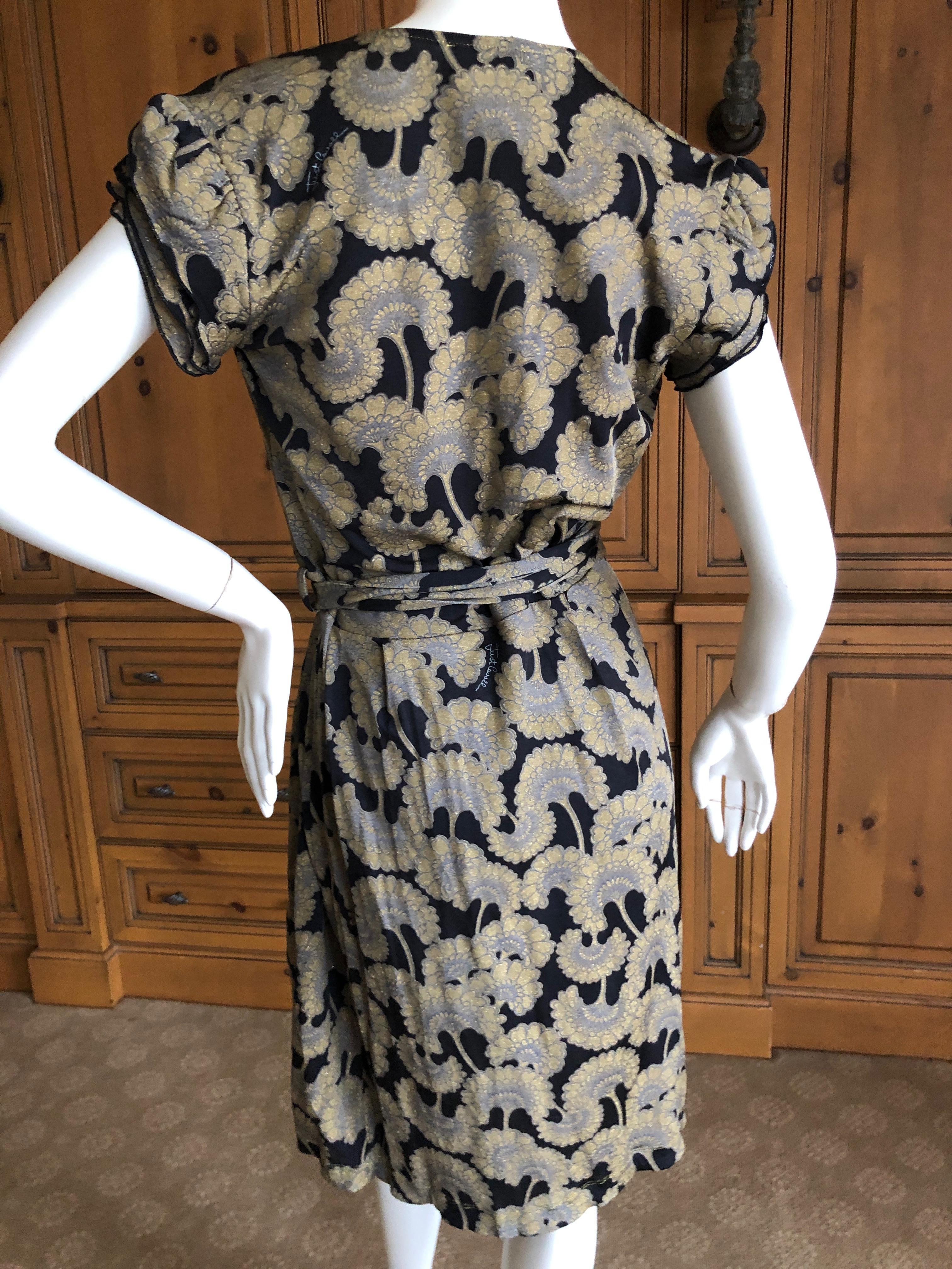 Just Cavalli Roberto Cavalli Golden Japanese Ginko Leaf Print Wrap Dress NWT For Sale 4