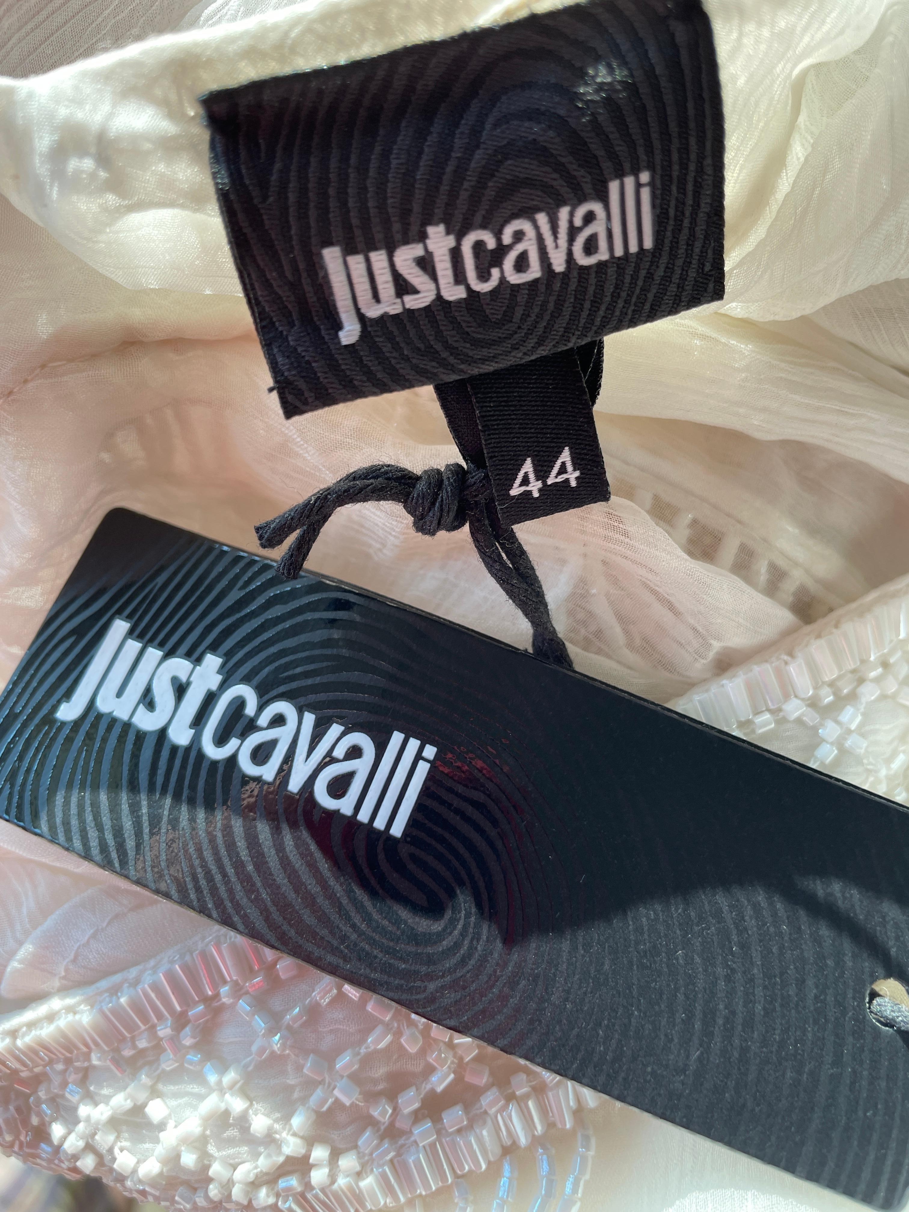 Just Cavalli Romantic Vintage White Dress w Bead Fringe by Roberto Cavalli NWT For Sale 1