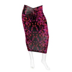 Just Cavalli Ruched Floral Print Midi Skirt circa Y2K