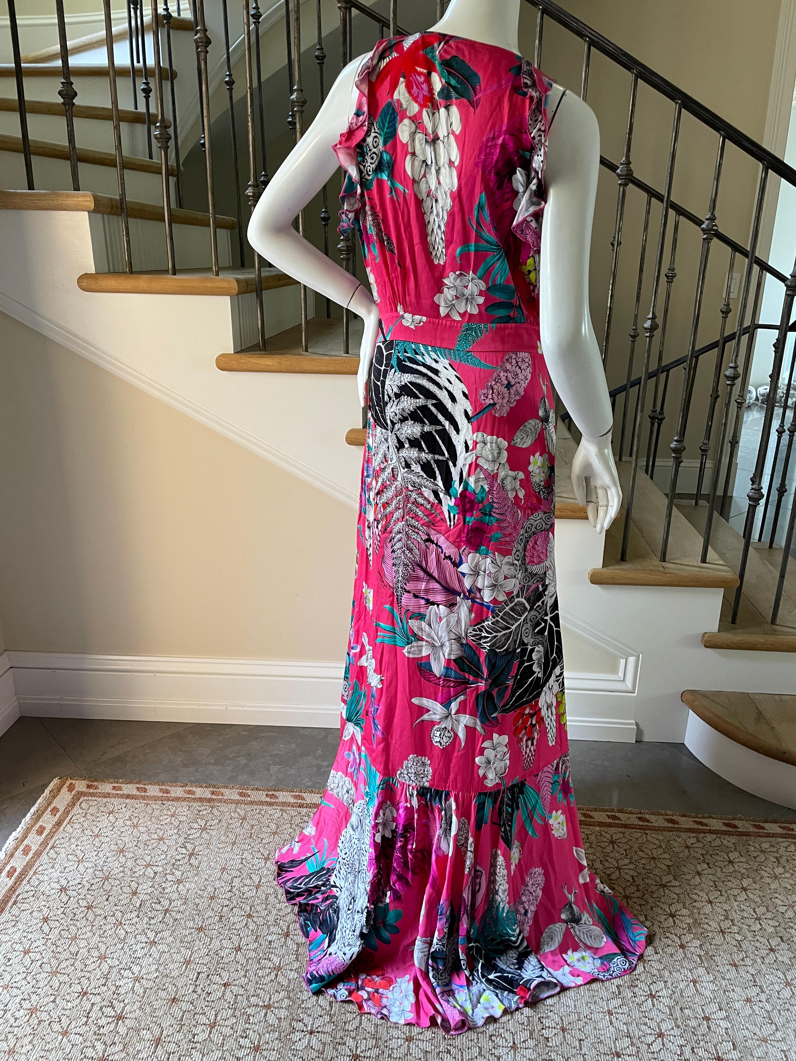 Women's Just Cavalli Ruffled Flamenco Style Evening Dress by Roberto Cavalli Size 48 For Sale