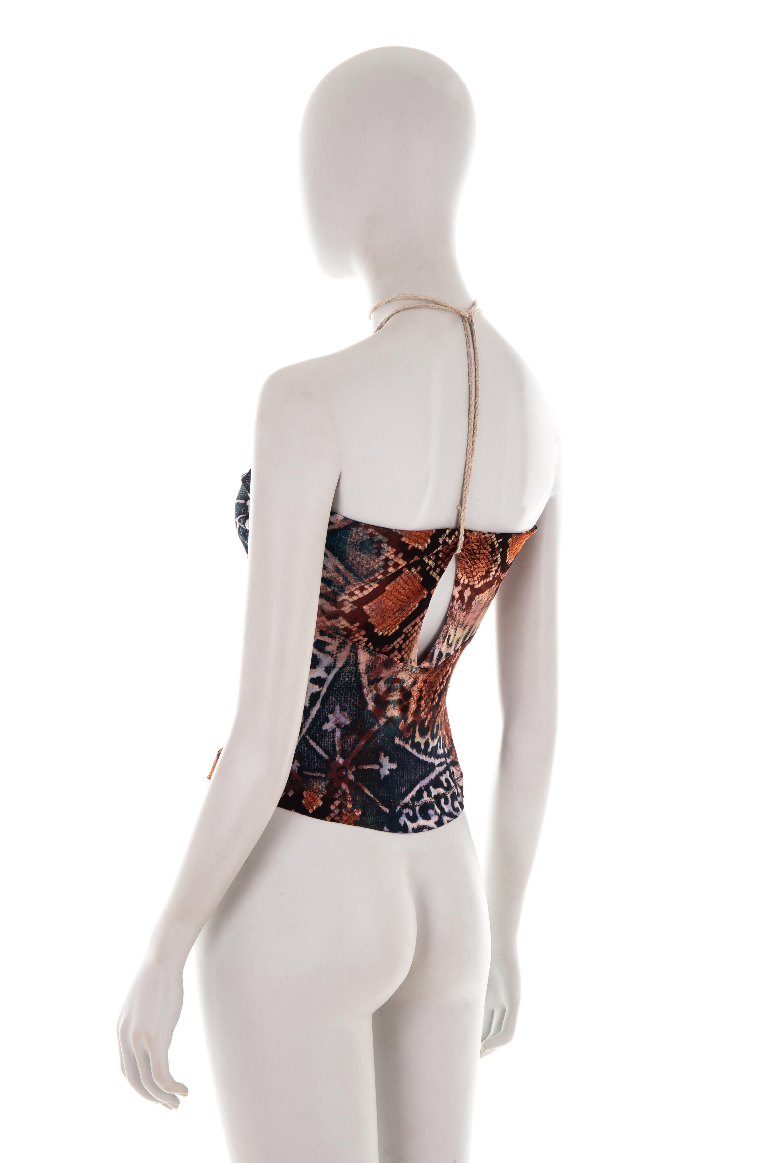 Just Cavalli S/S 2006 python print halter top In Excellent Condition For Sale In Rome, IT