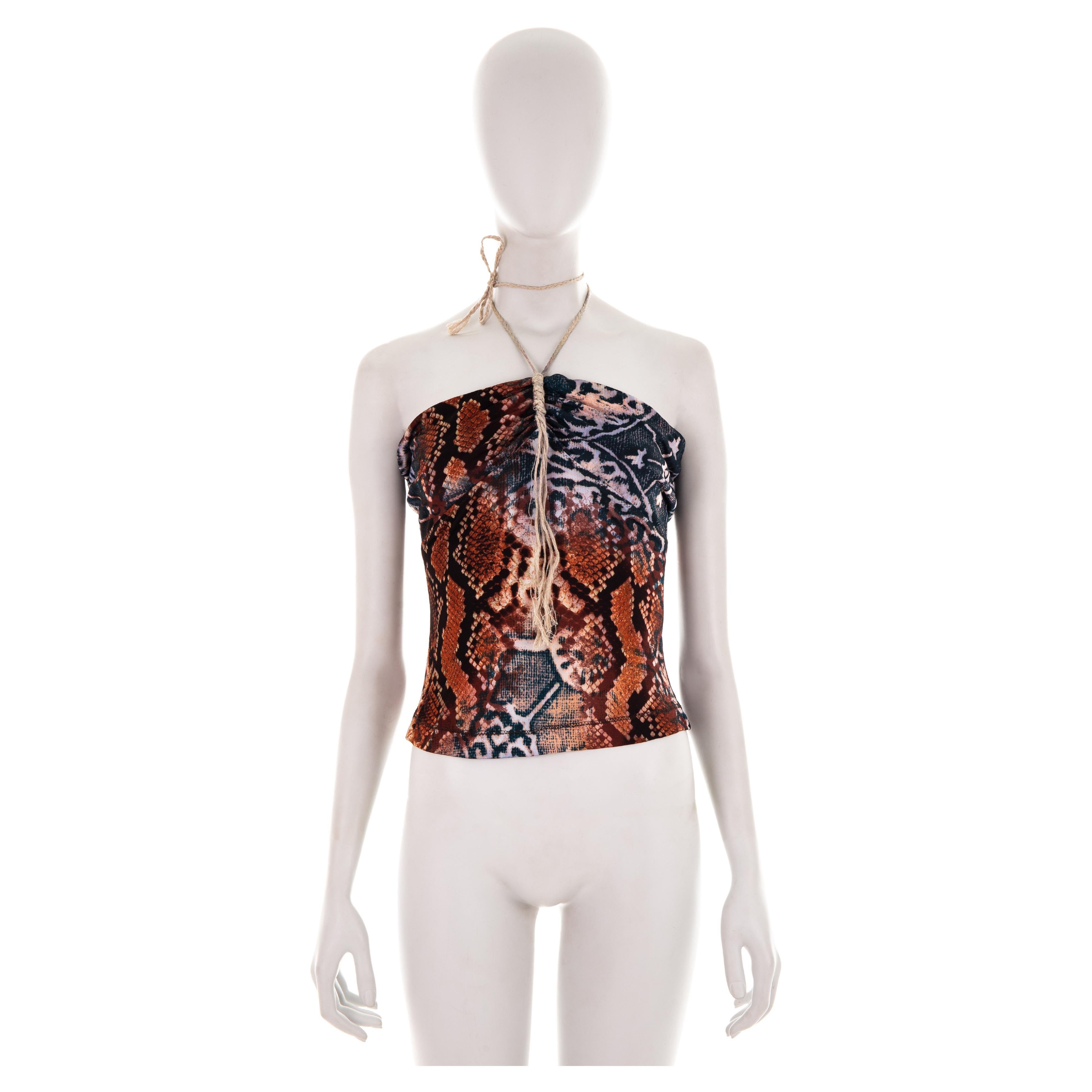 Just Cavalli S/S 2006 python print halter top For Sale