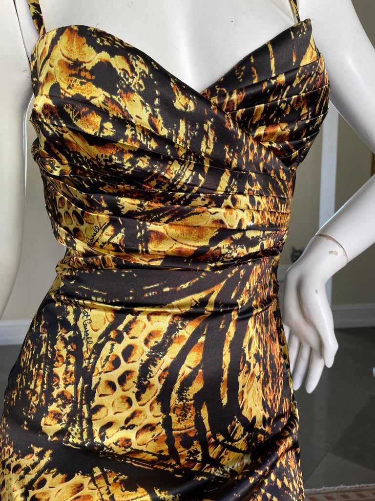 Black Just Cavalli Sexy Animal Print Cocktail Dress Size 44 For Sale
