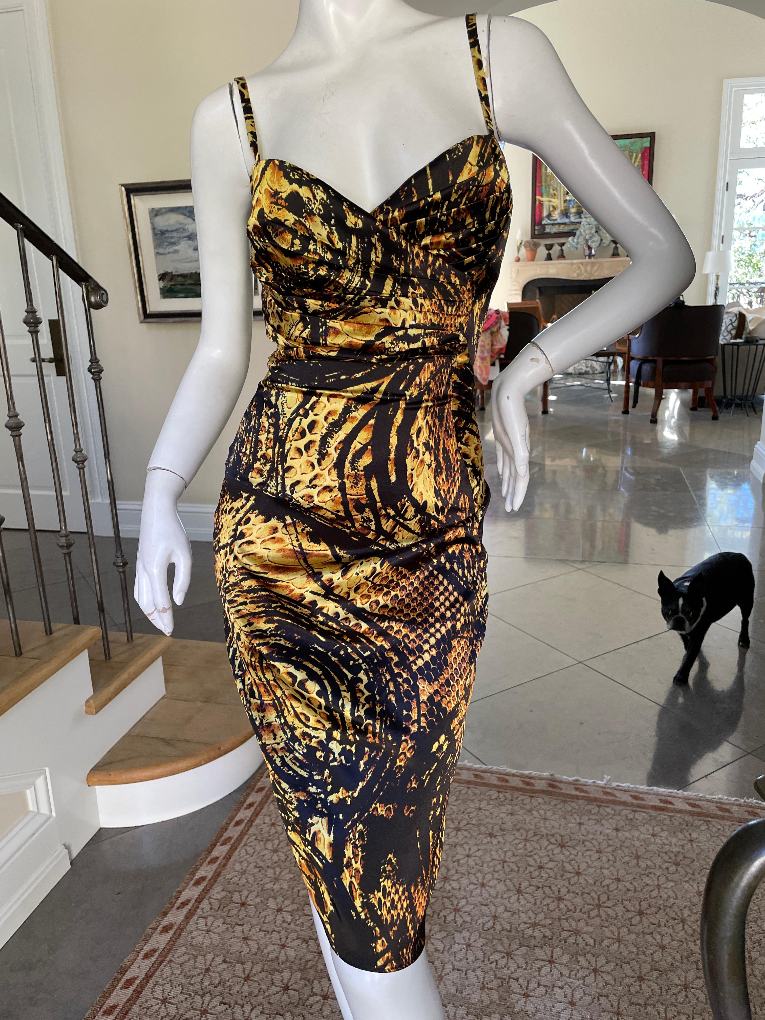 Black Just Cavalli Sexy Animal Print Cocktail Dress Size 44