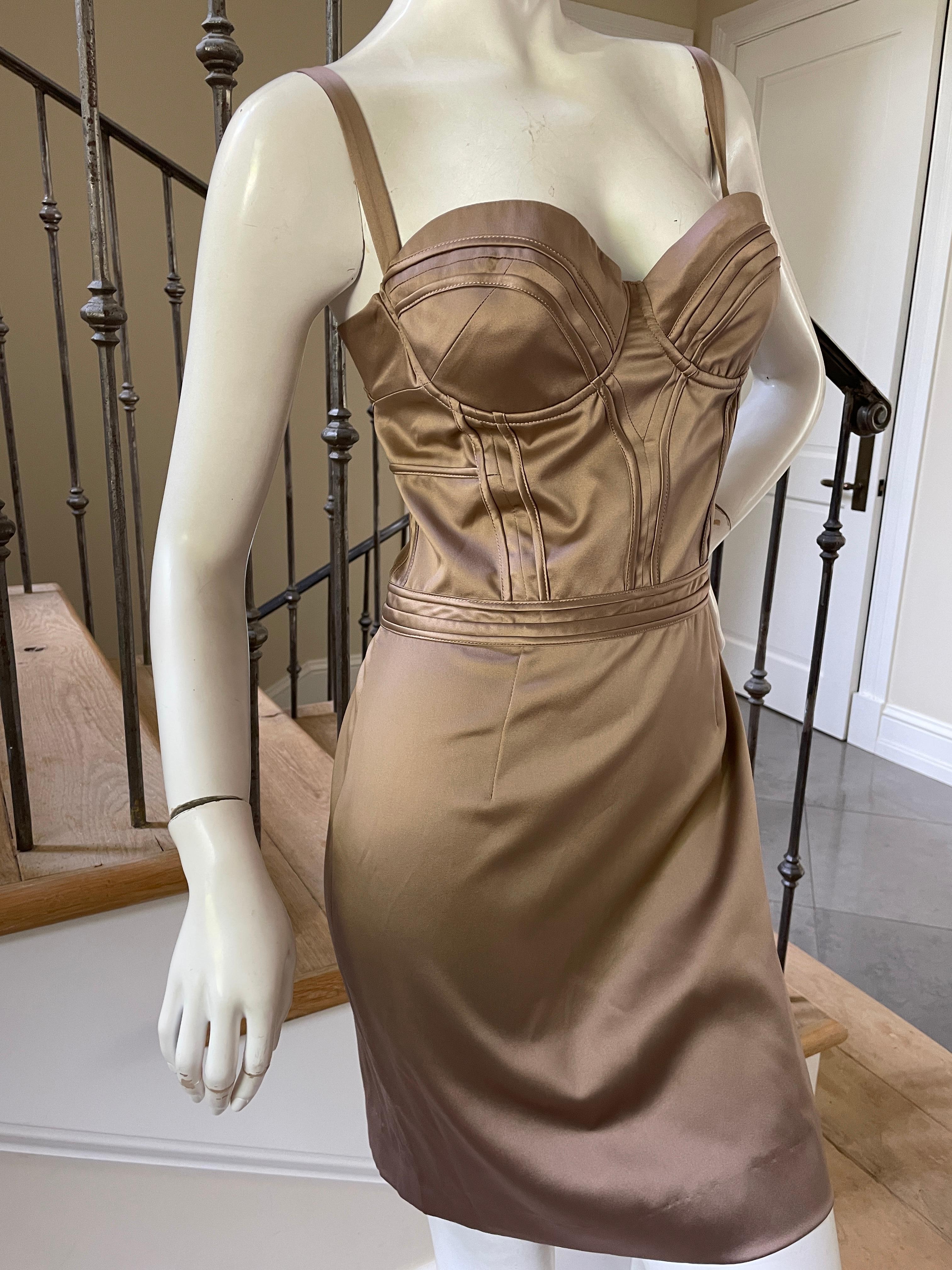 Brown Just Cavalli Sexy Dust Rose Pink Corset Cocktail Dress by Roberto Cavalli For Sale