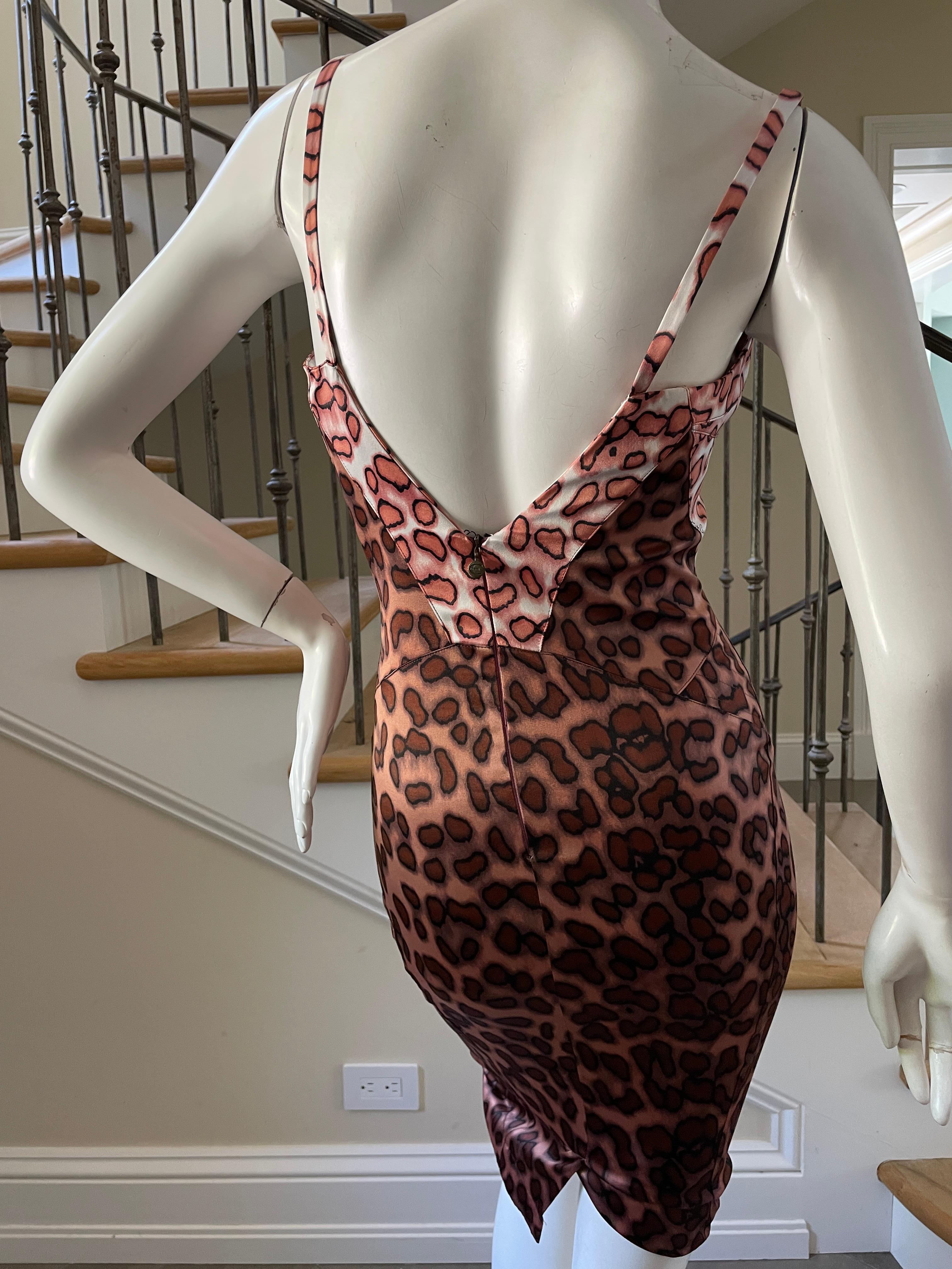 Just Cavalli Sexy Leopard Print Cocktail Dress by Roberto Cavalli For Sale 4