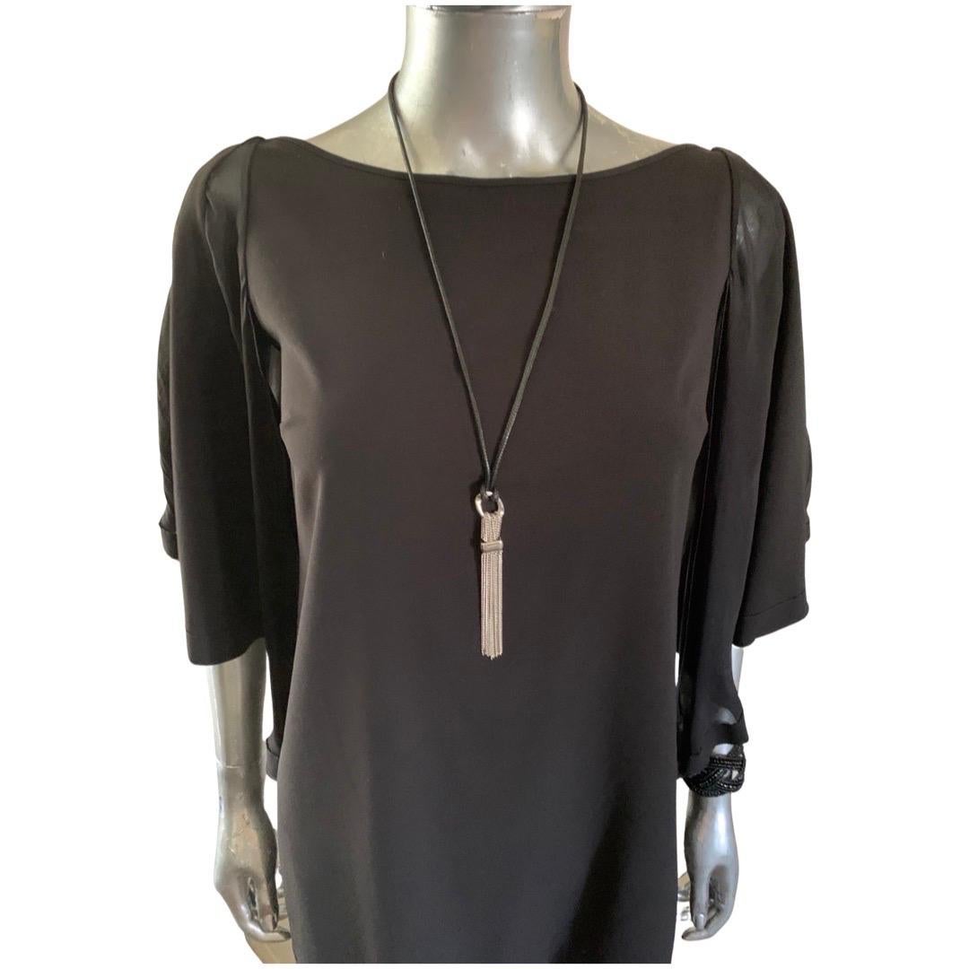 Black Just Cavalli Sexy Silk & Chiffon Insert Deep V Back Dress Size 4  For Sale