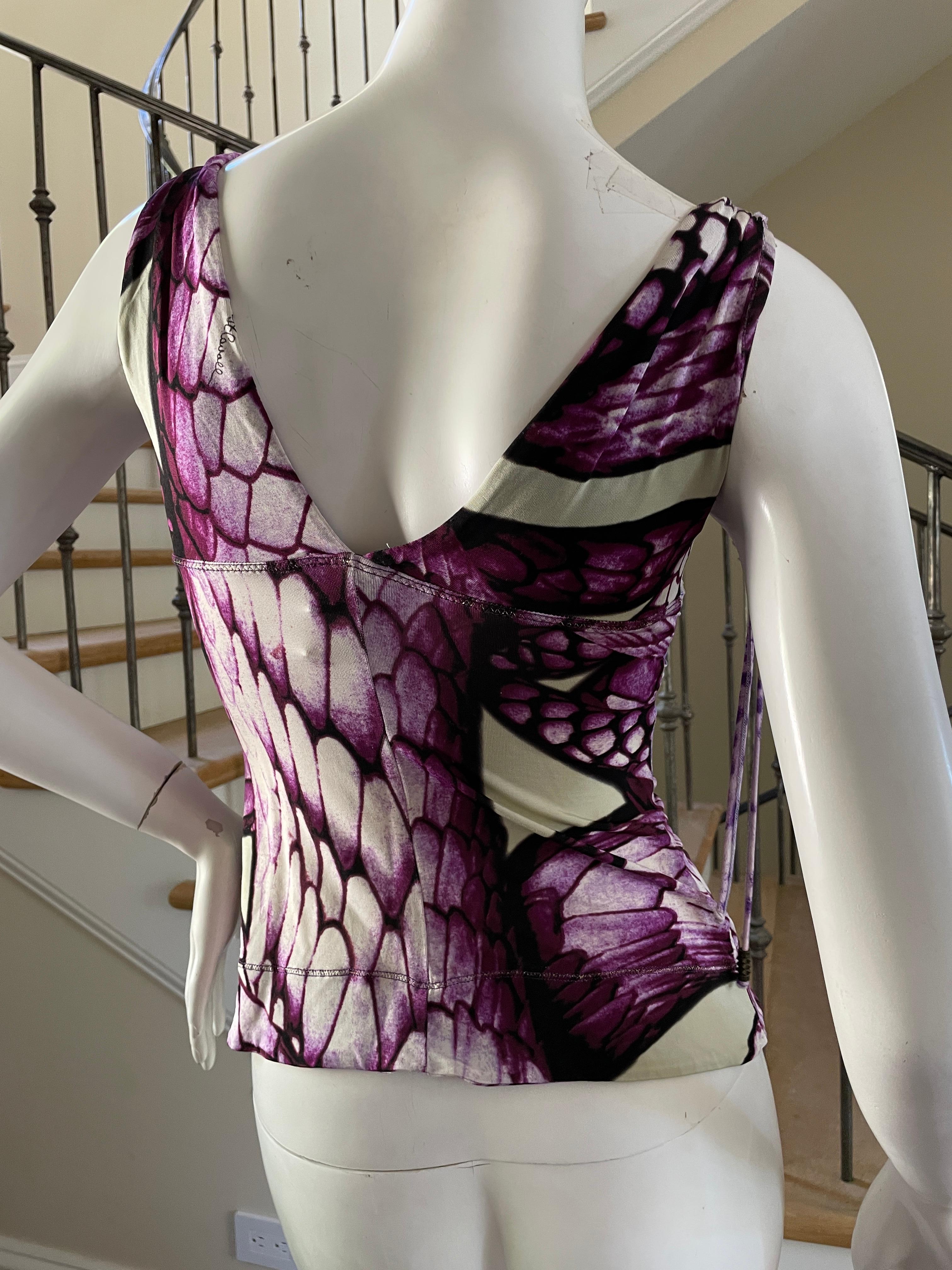 Just Cavalli Sexy Vintage Purple Snake Print Top w Brass Ring by Roberto Cavalli 1