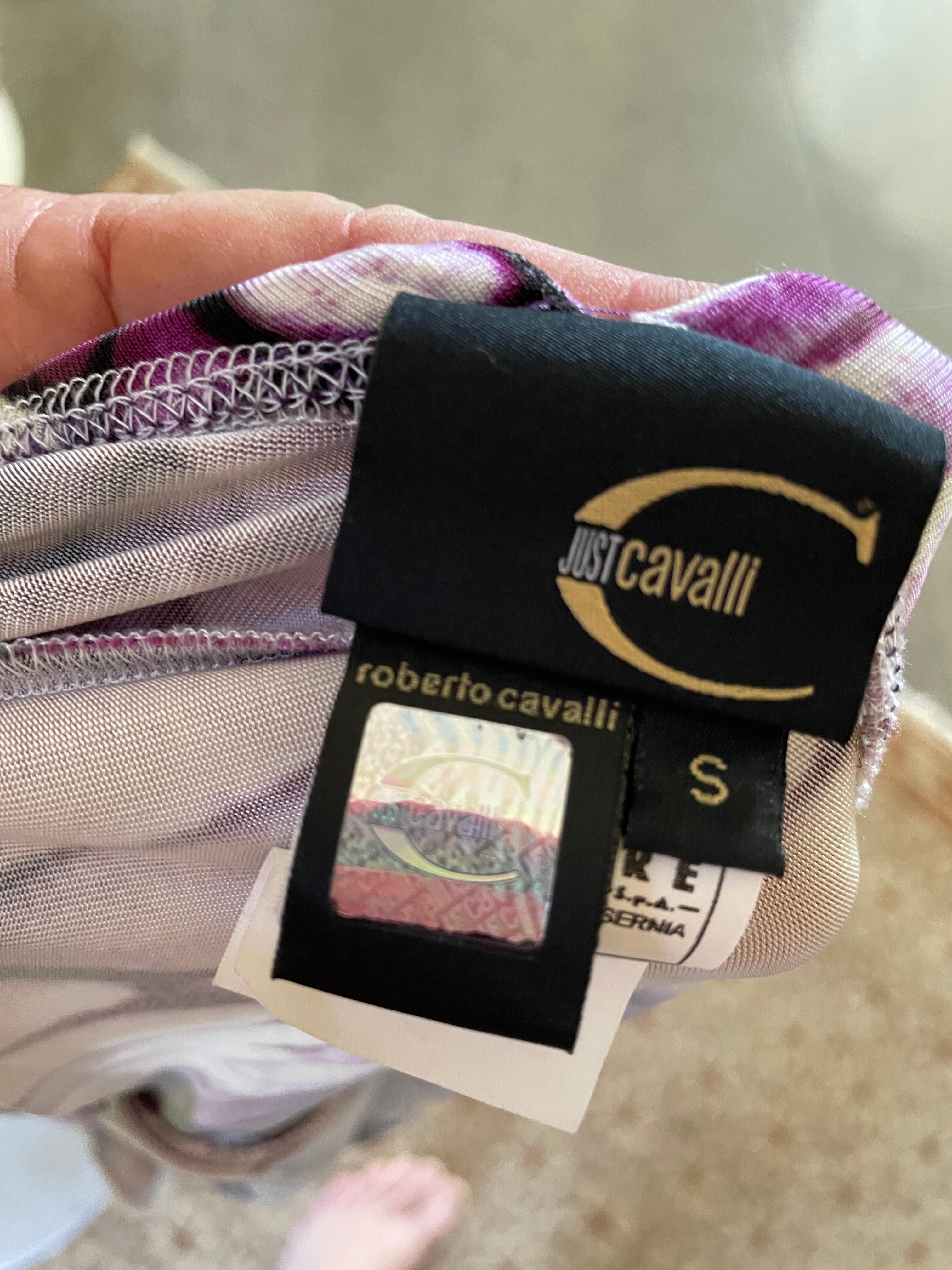 Just Cavalli Sexy Vintage Purple Snake Print Top w Brass Ring by Roberto Cavalli 2