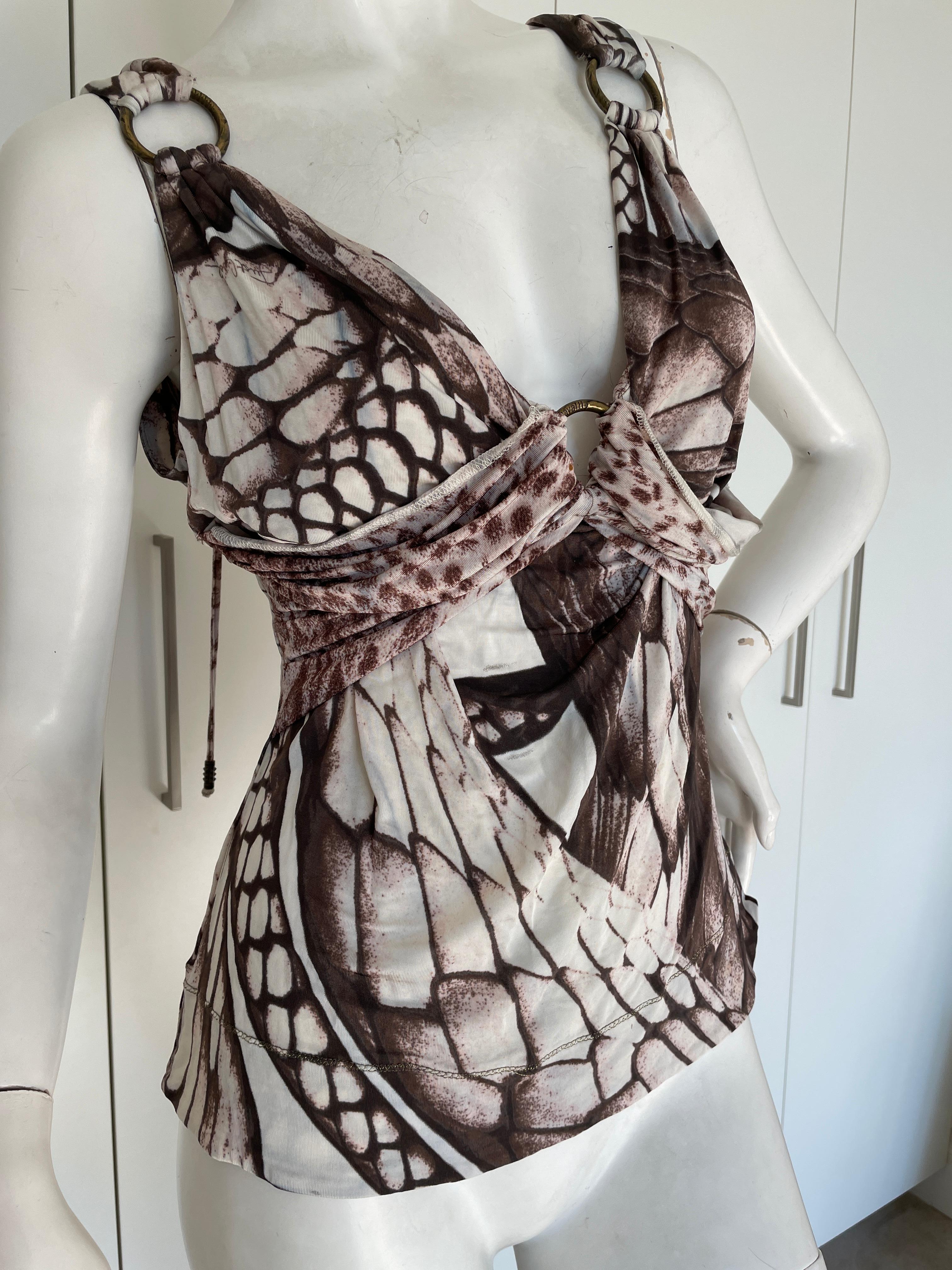Femenino o masculino Just Cavalli Sexy top vintage con estampado de serpiente y anillo de latón by Roberto Cavalli en venta