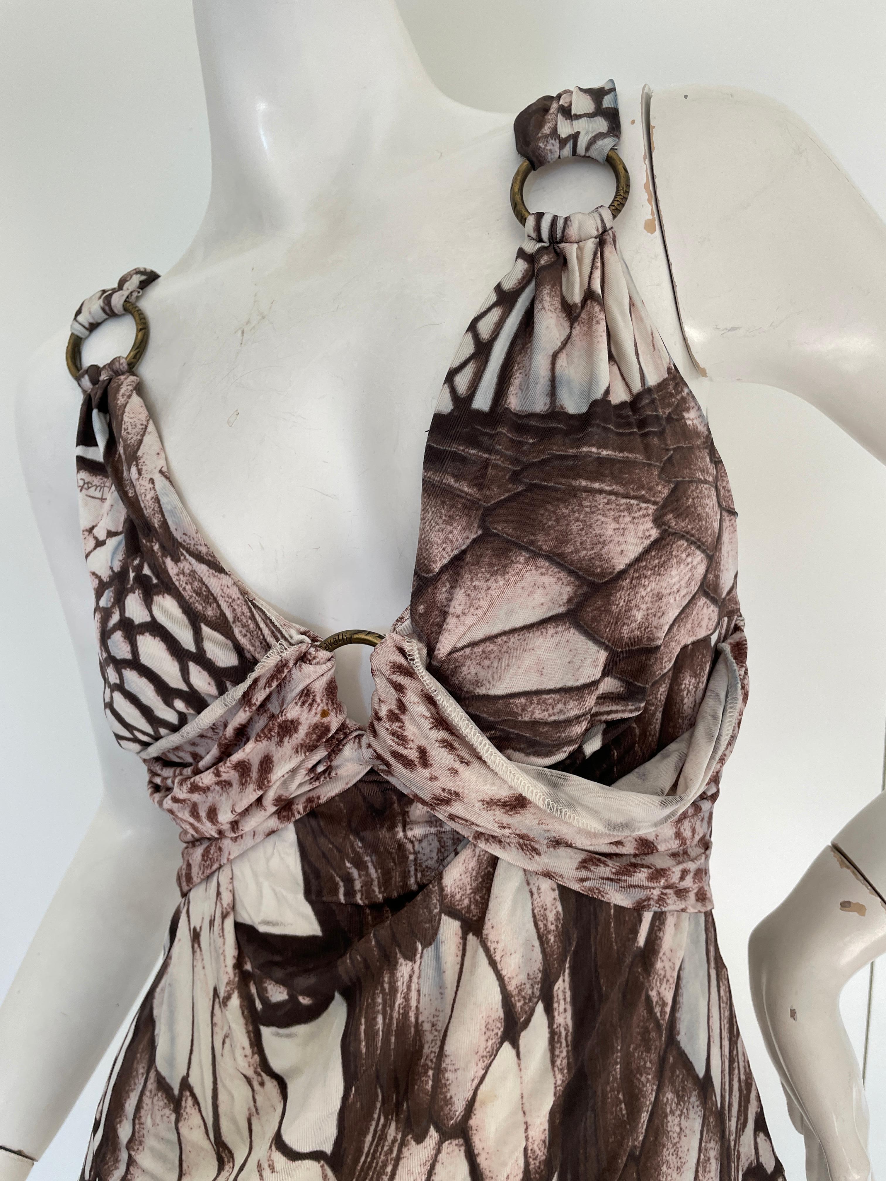 Just Cavalli Sexy top vintage con estampado de serpiente y anillo de latón by Roberto Cavalli en venta 1